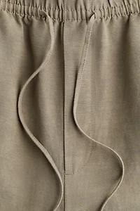 Linen-Blend Drawstring Pants