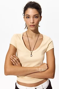 Ribbed Scoop-Neck T-Shirt