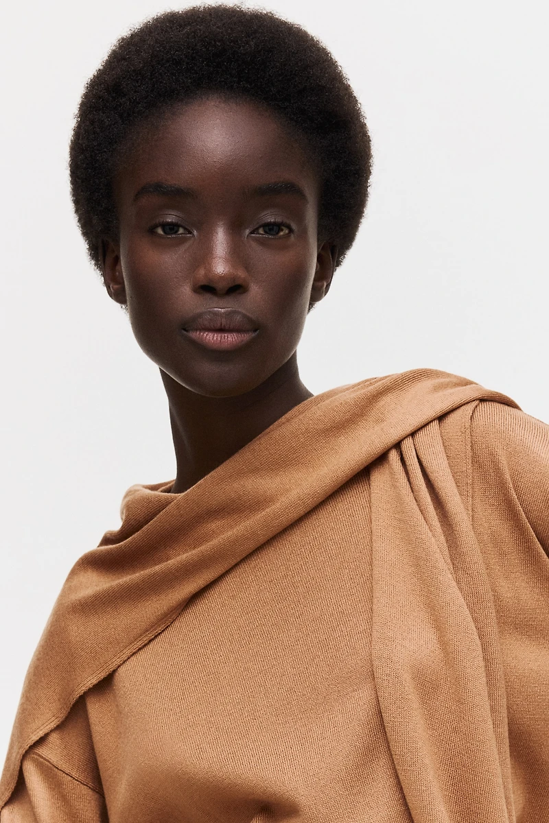 Scarf-Detail Sweater