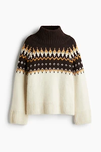 Chandail en tricot jacquard avec col cheminée