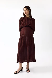 MAMA Textured Jersey Midi Skirt