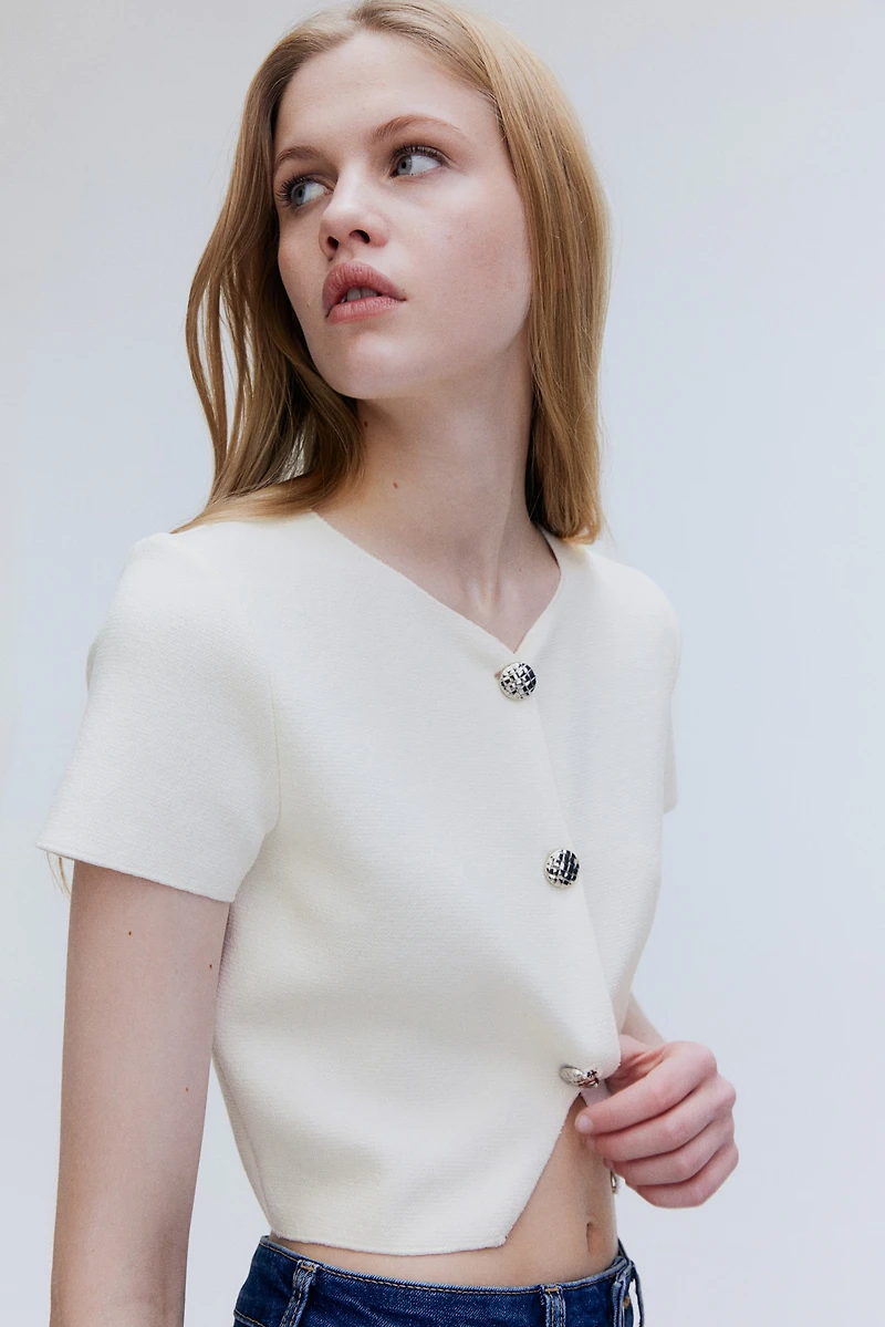 Short-Sleeved Jersey Cardigan