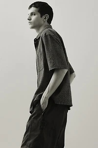 Oversized-Fit Short-Sleeved Linen-Blend Shirt