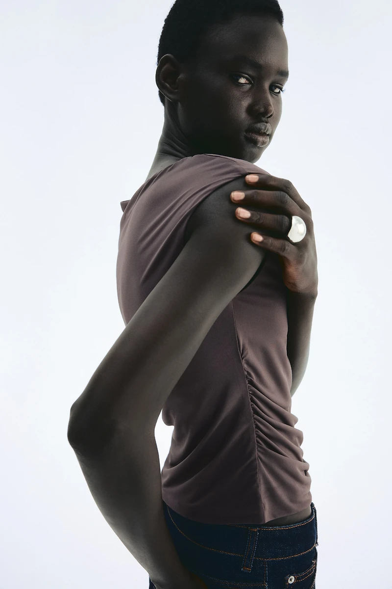 Draped Cap-Sleeved Top