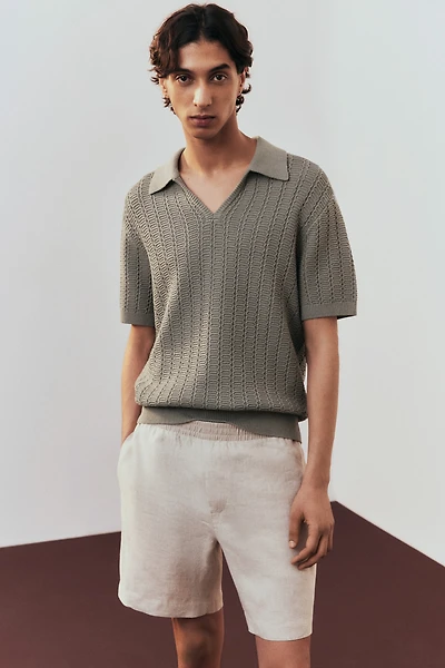 Regular-Fit Textured-Knit Polo Shirt