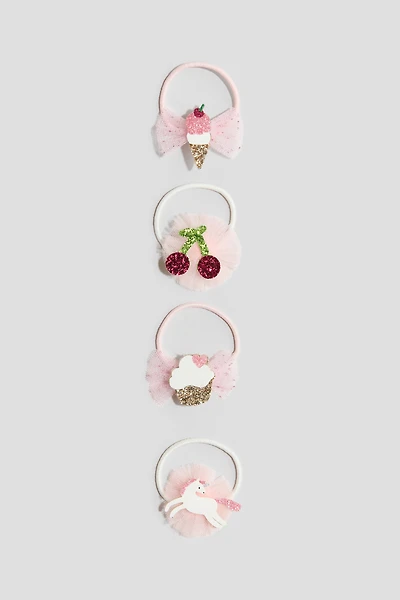 4-Pack Appliquéd Hair Elastics