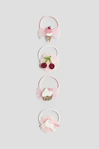 4-Pack Appliquéd Hair Elastics