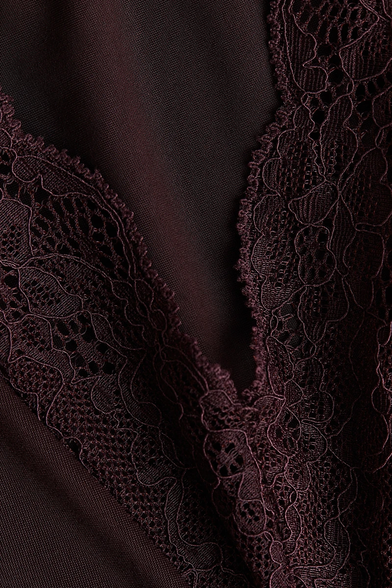 Lace-Trimmed Thong Bodysuit