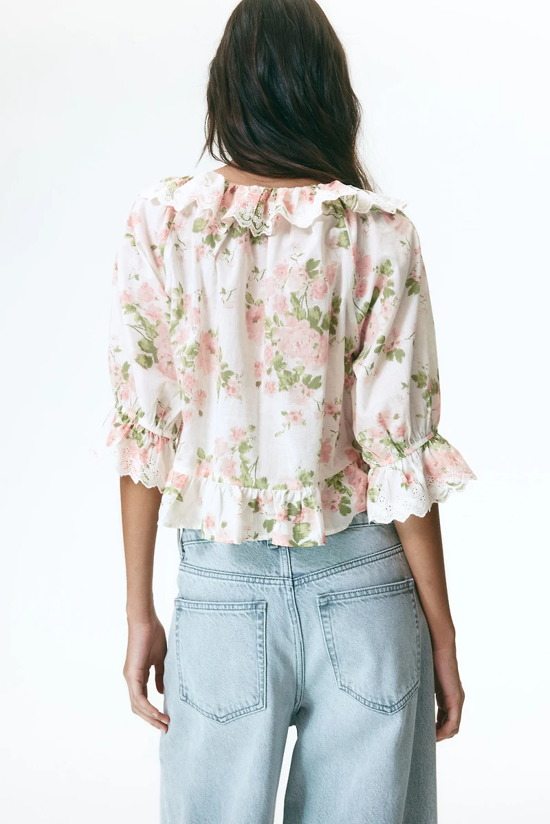 Cotton Blouse with Eyelet Embroidery