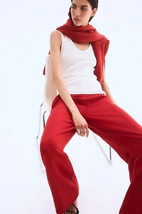 Wide-Leg Twill Pants