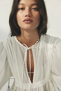 Blouse en coton avec dentelle