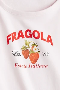 Cotton T-Shirt with Printed Motif