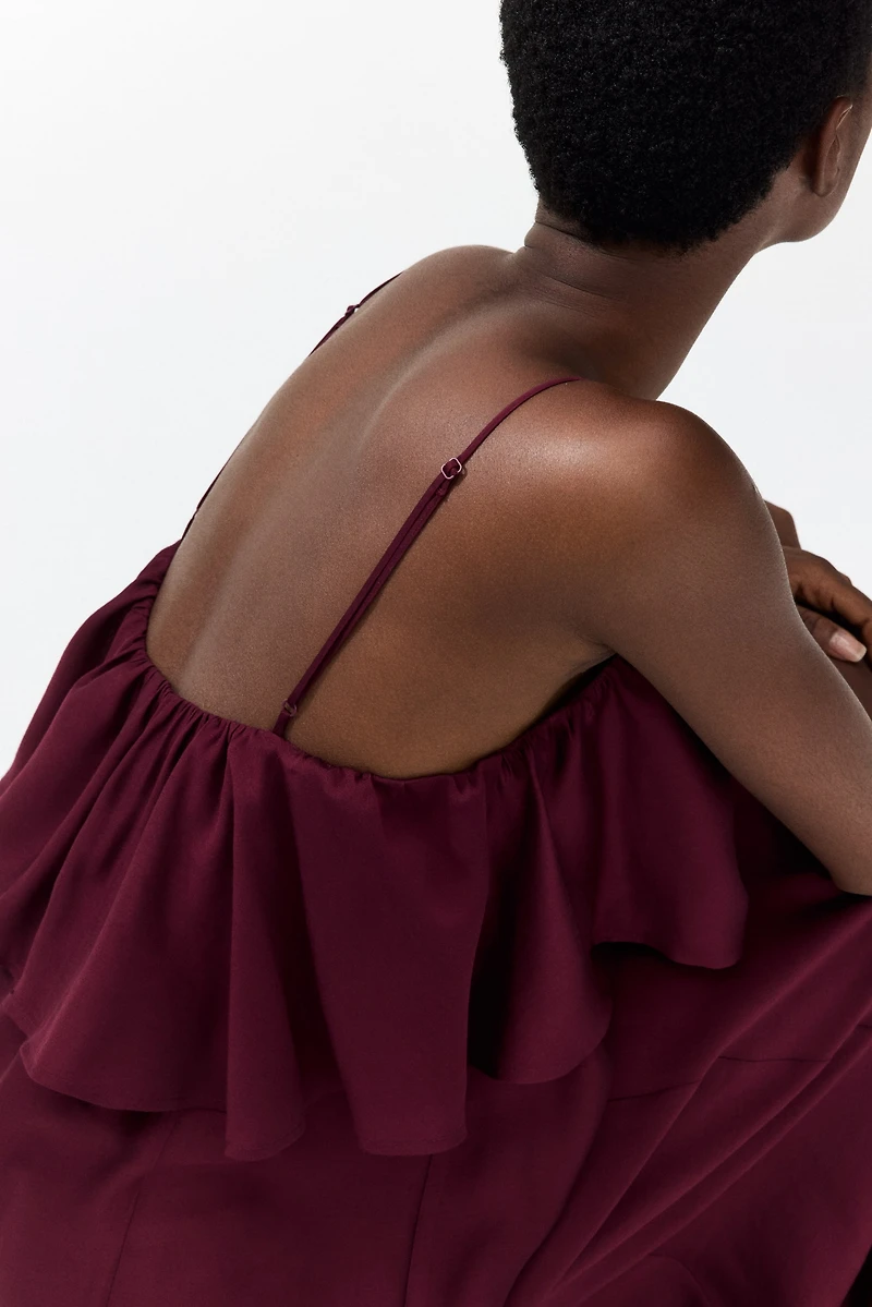 Ruffle-Trimmed A-Line Dress