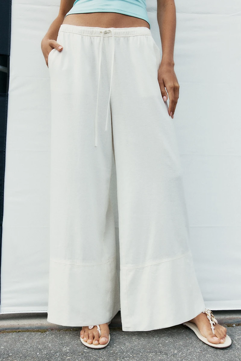 Linen-Blend Drawstring Pants