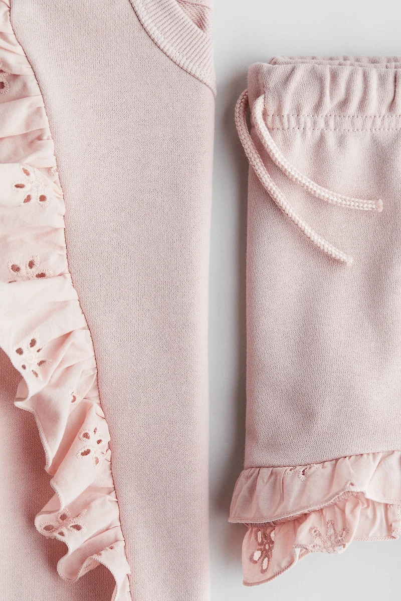 2-Piece Ruffle-Trimmed Sweatshirt and Shorts