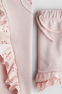 2-Piece Ruffle-Trimmed Sweatshirt and Shorts
