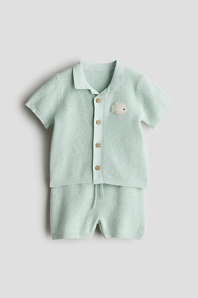 2-Piece Cotton Waffle-Knit Set