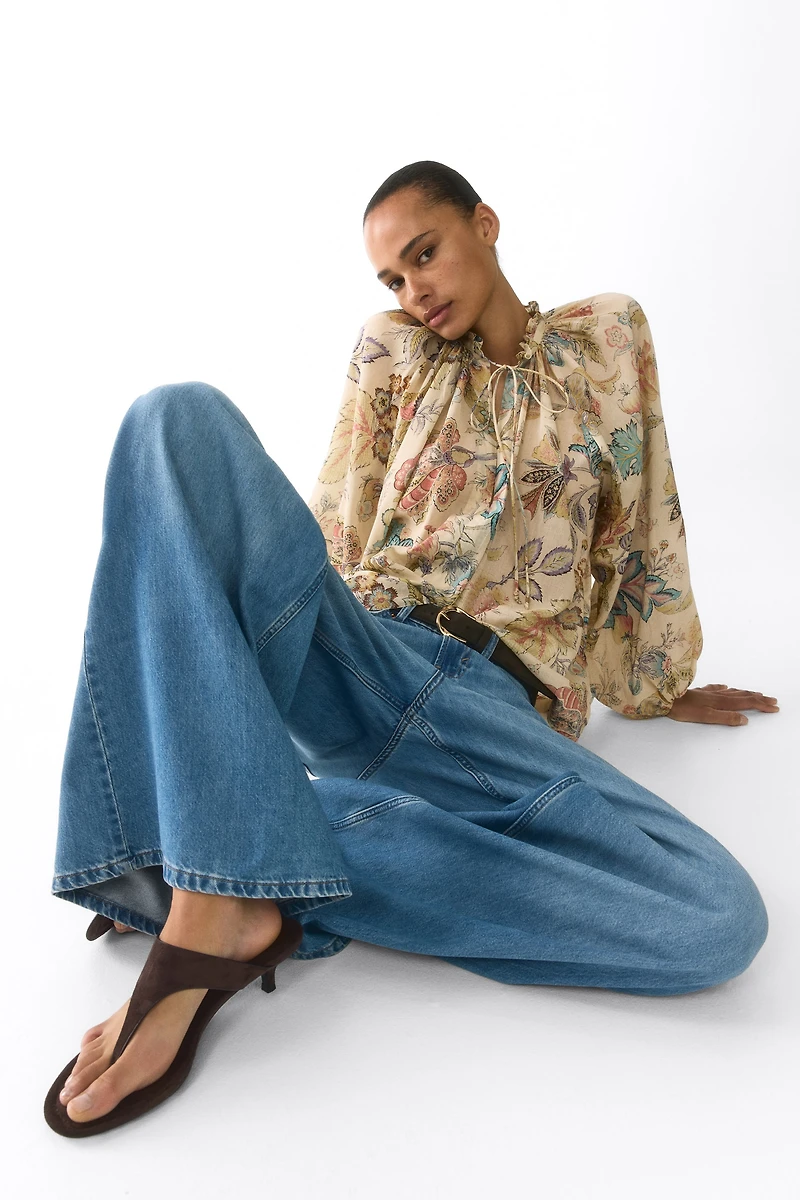 Oversized Cotton-Blend Blouse