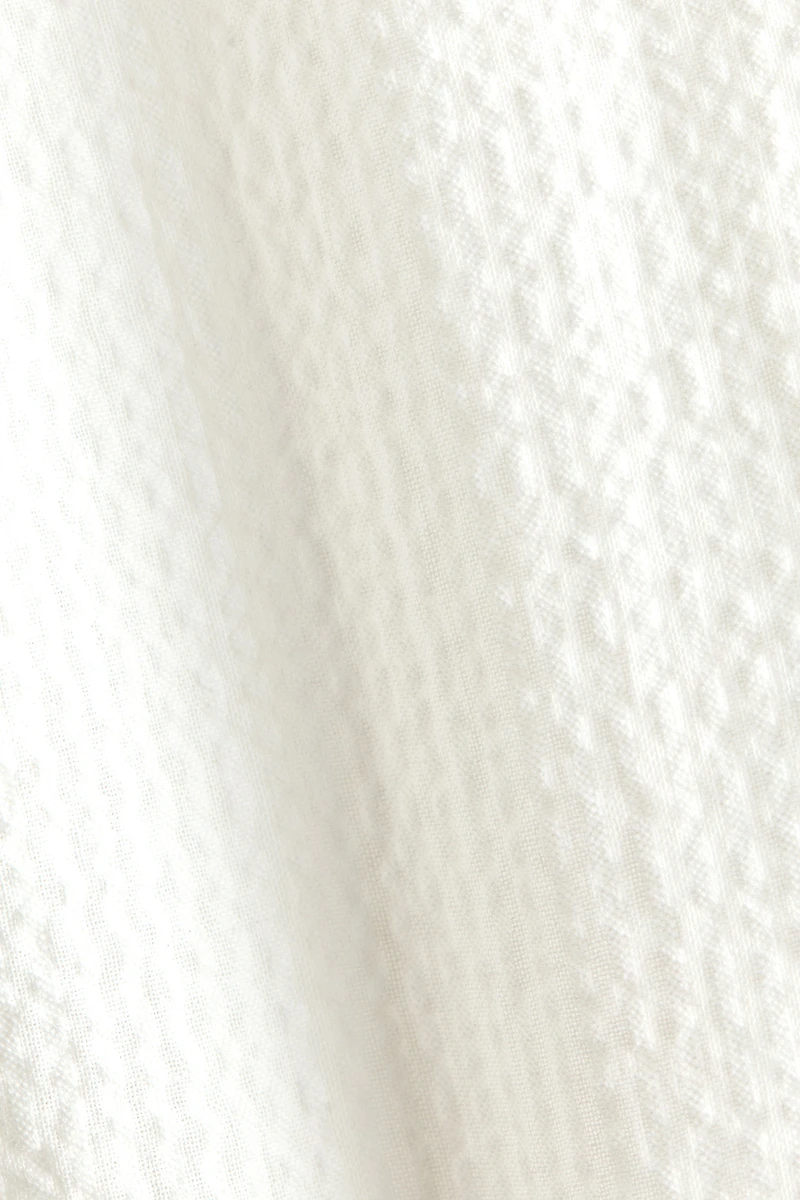 Cotton Seersucker Band-Collar Shirt
