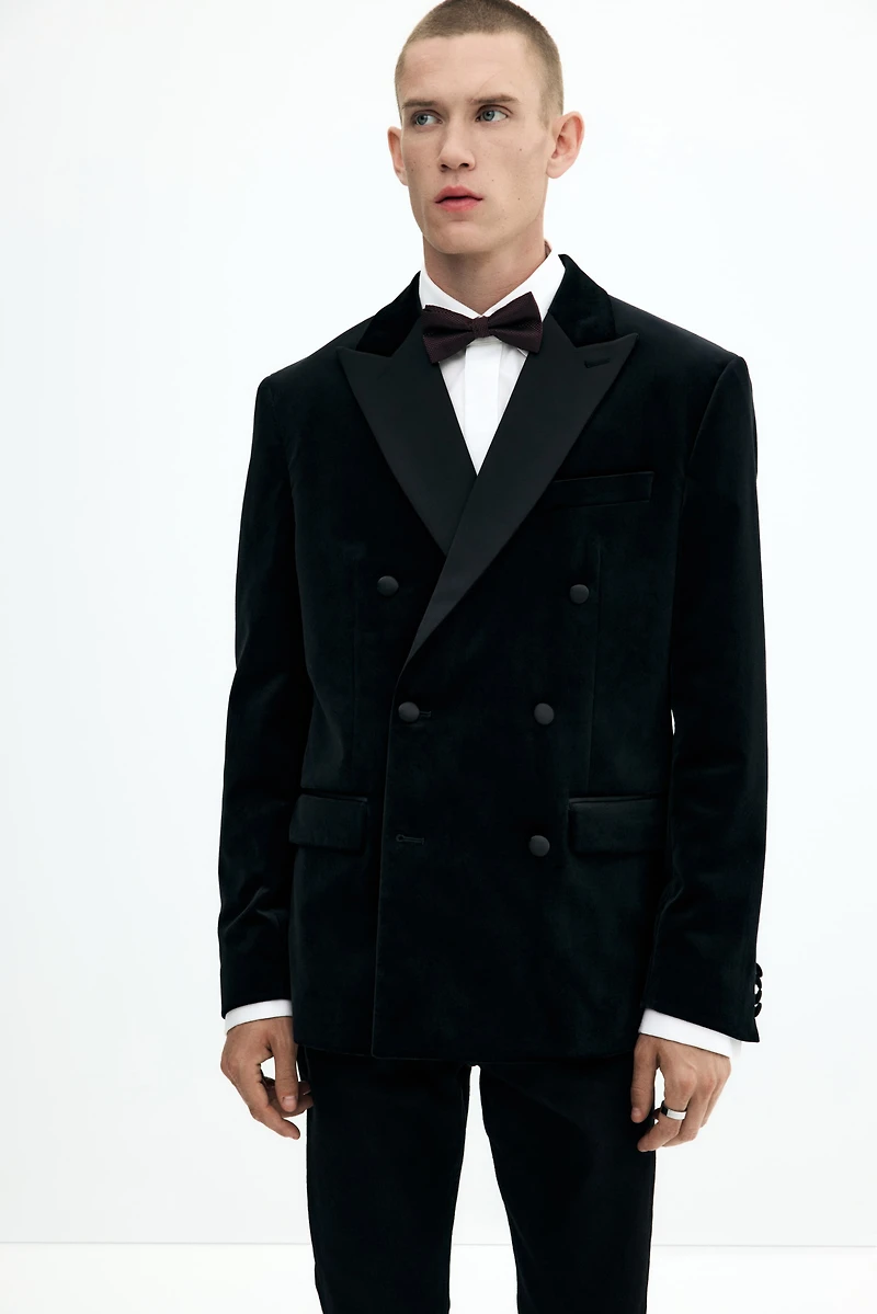 Regular-Fit Double-Breasted Velvet Jacket