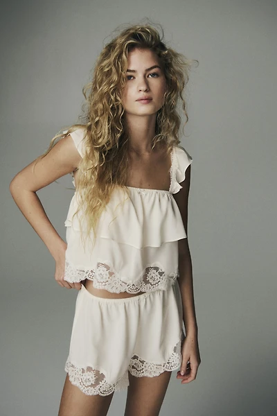 Lace-Trimmed Pajama Top