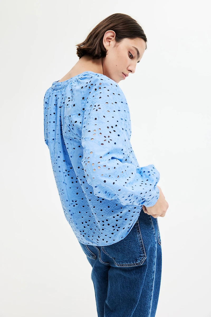 Blouse with Eyelet Embroidery