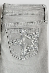 Embroidered-Detail Flared Low Jeans