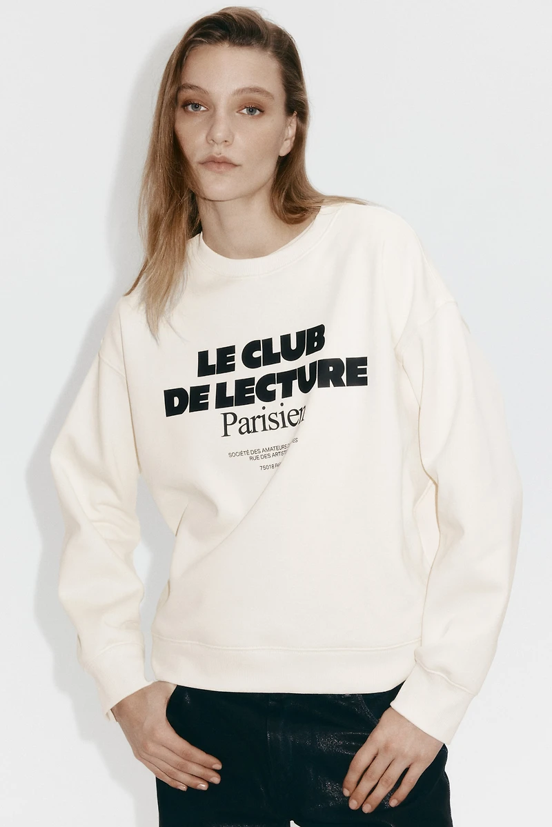 Sweatshirt with Text Motif