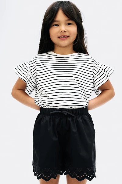 Cotton Shorts with Eyelet Embroidery