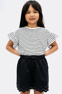 Cotton Shorts with Eyelet Embroidery