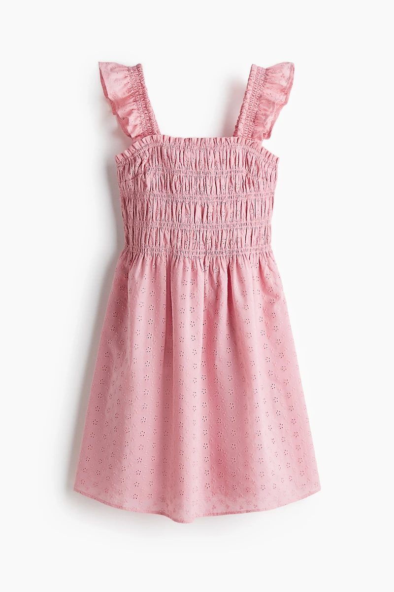 Smocked Dress with Eyelet Embroidery