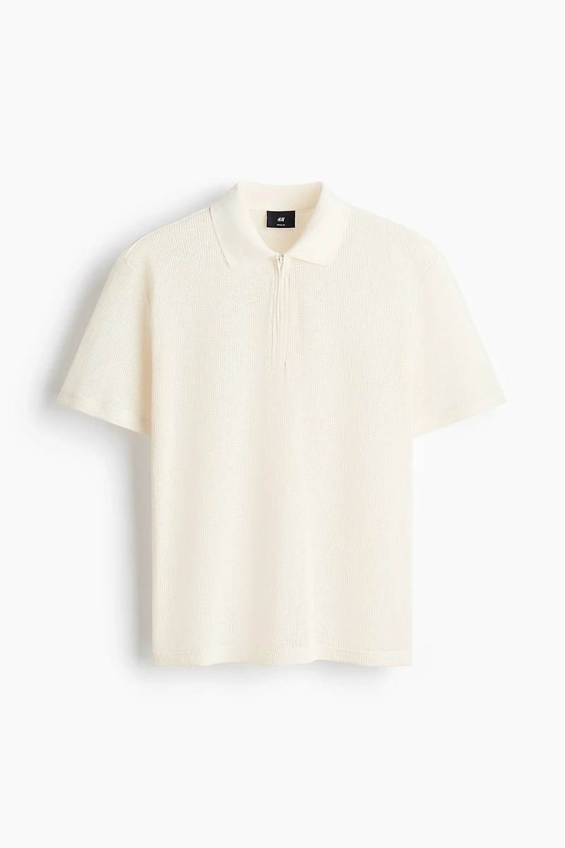 Regular-Fit Open-Knit Polo Shirt