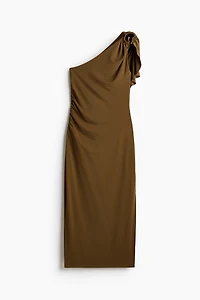 Draped-Panel One-Shoulder Dress