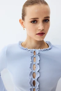 Ruffle-Trimmed Cardigan