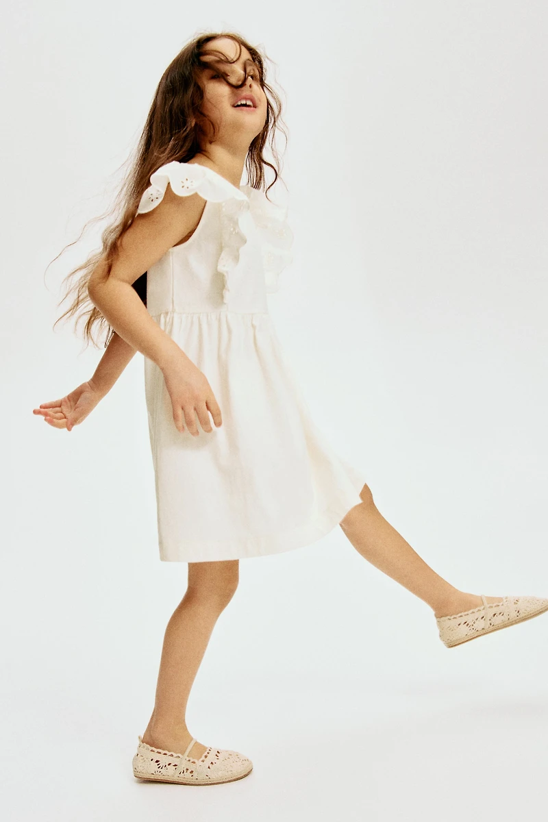Flounce-Trimmed Cotton Dress