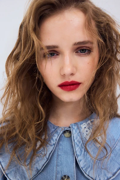 Denim Blouse with Collar