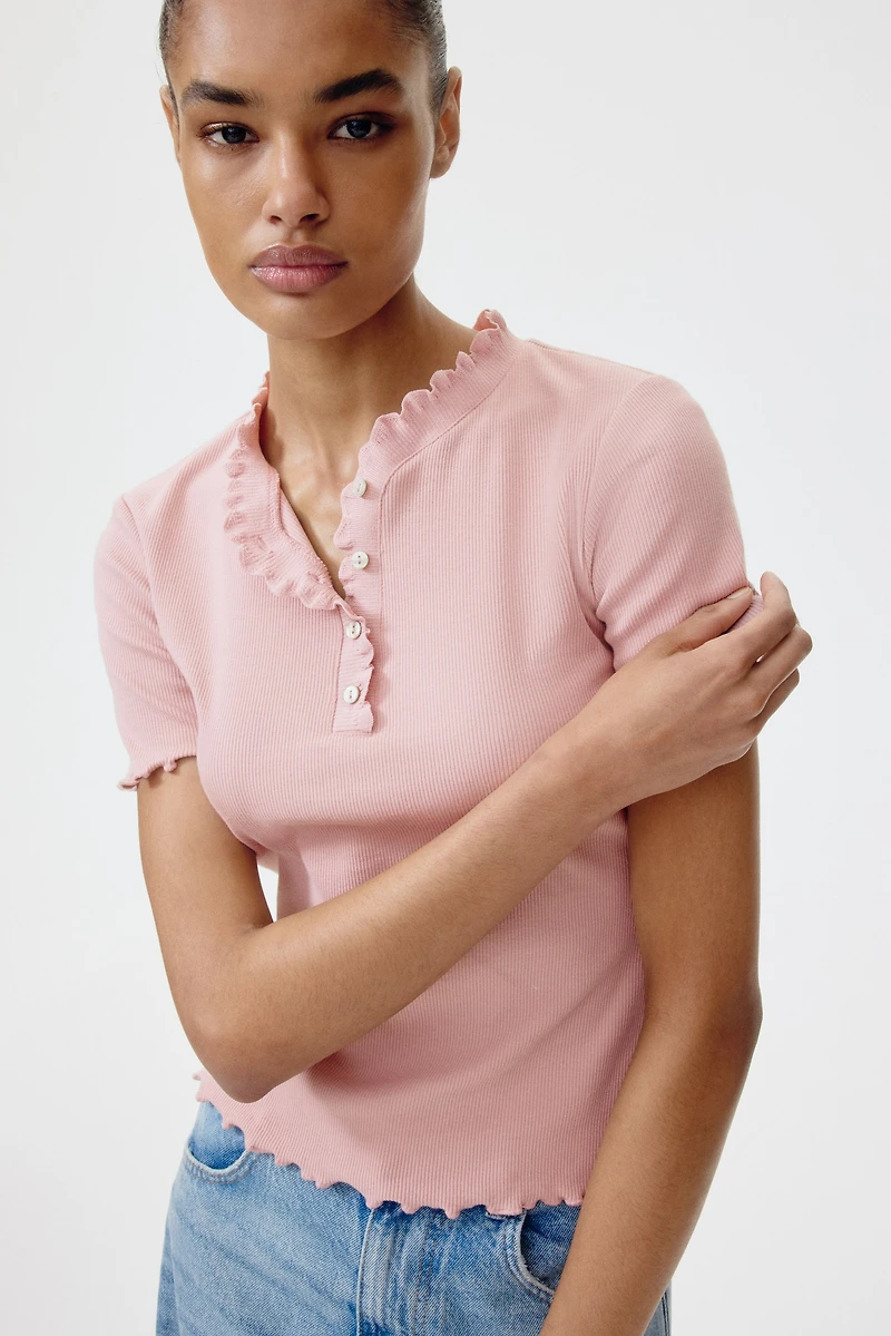 Overlocked Jersey Top