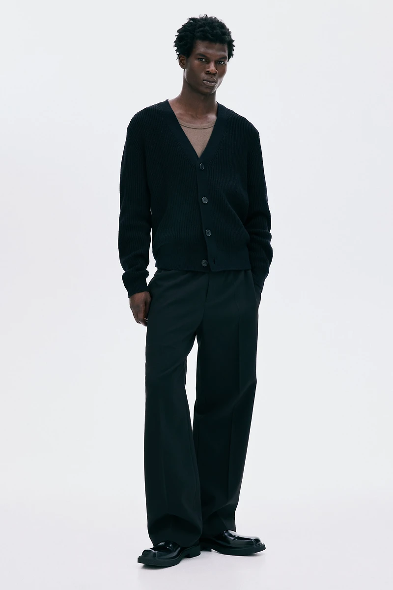 Regular-Fit Rib-Knit Cardigan