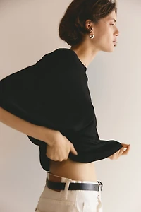Batwing-Sleeved Fine-Knit Top