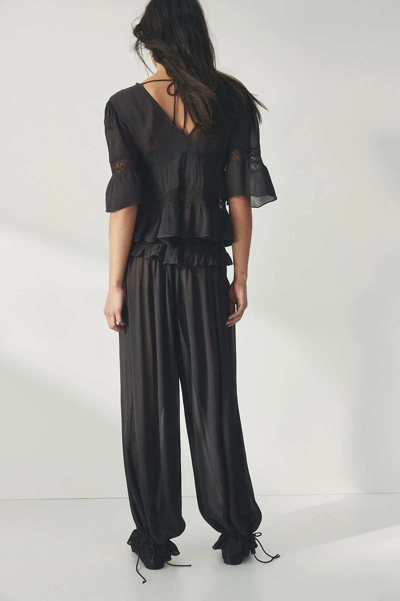 Pantalon en viscose avec dentelle