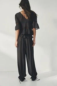 Pantalon en viscose avec dentelle