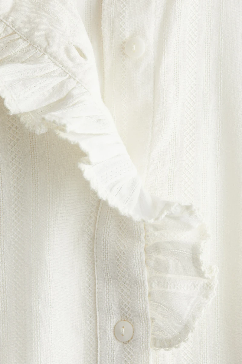 Ruffle-Collar Cotton Blouse