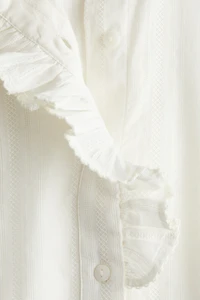 Ruffle-Collar Cotton Blouse