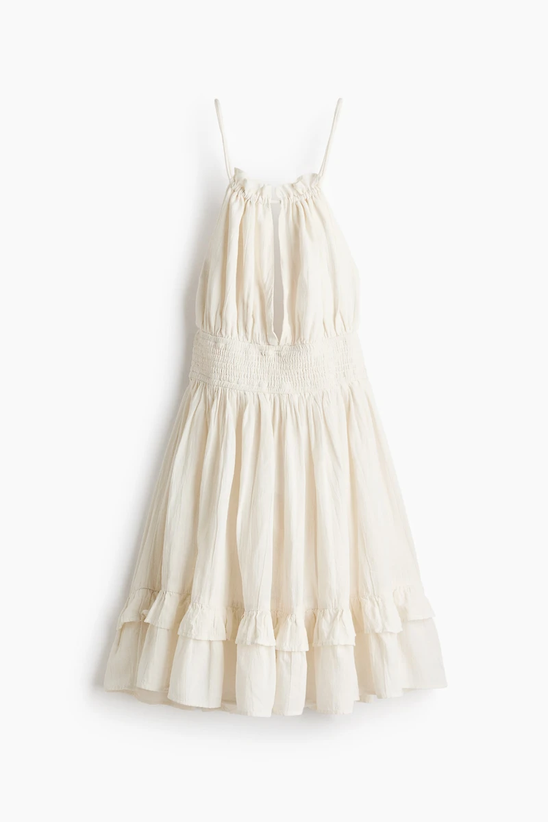 Linen-Blend Dress with a Flared Skirt
