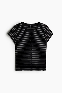 Short-Sleeved Fine-Knit Cardigan