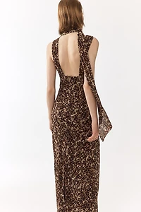 Scarf-Detail Chiffon Dress