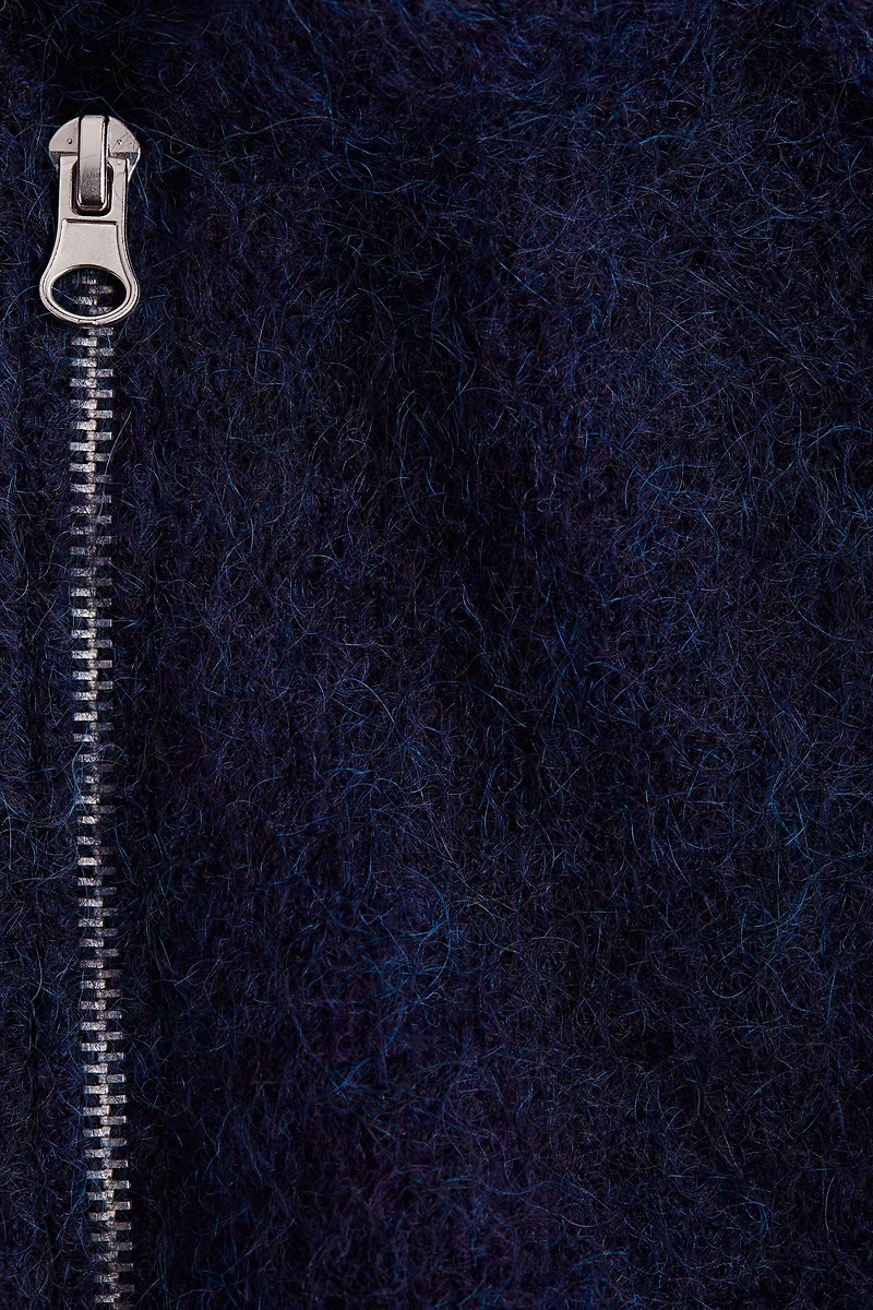 Mohair-Blend Cardigan with Zipper
