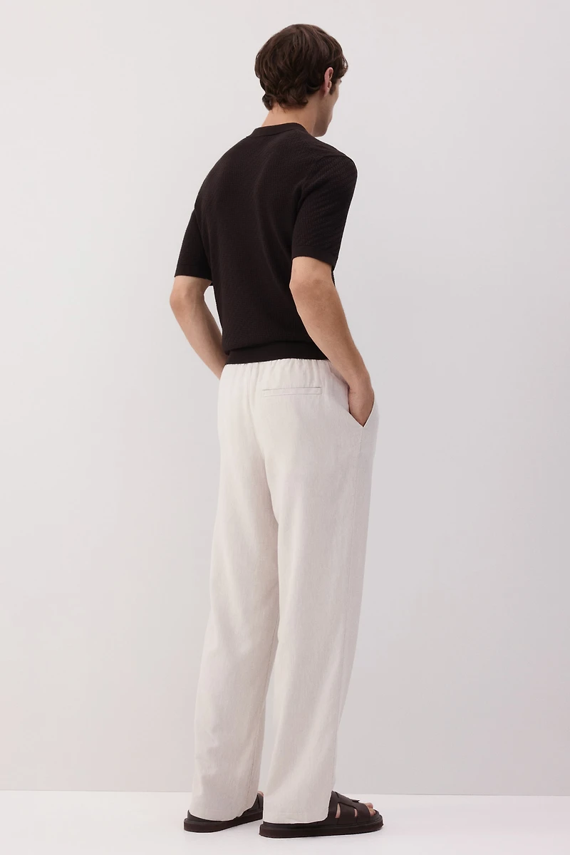 Relaxed Fit Linen-Blend Pants