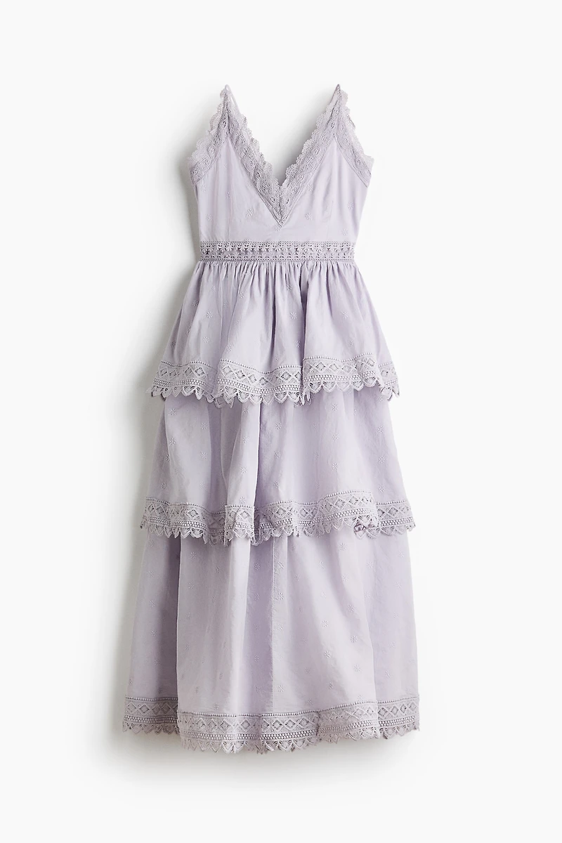 Lace-Trimmed Cotton Dress