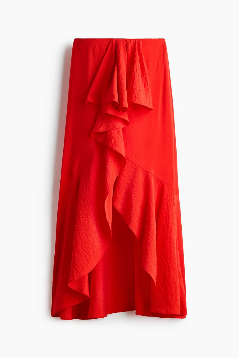 Flounce-trimmed viscose-blend skirt